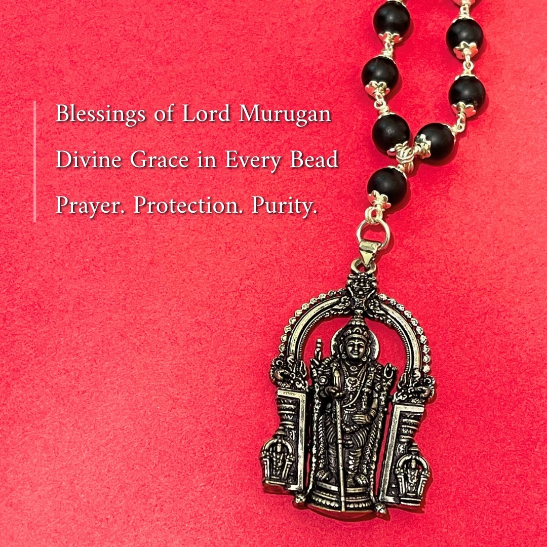 The Murugan Karungali Mala - Free Rudraksha Bracelet