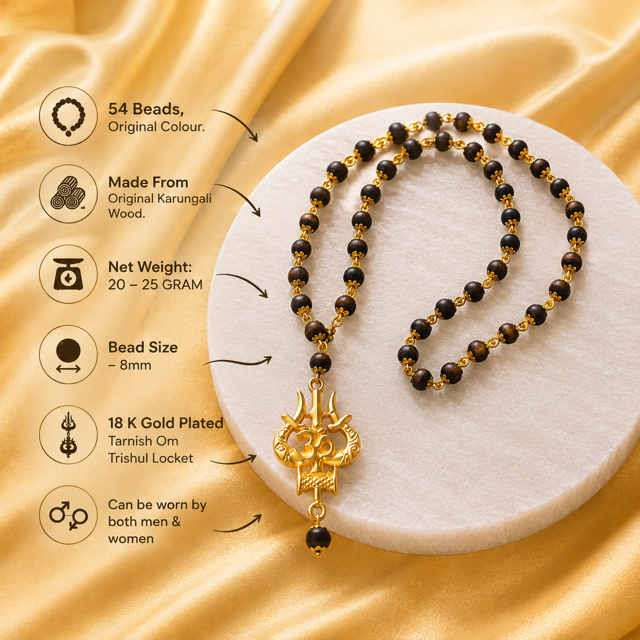 The Original Karungali Mala with 18 K Gold Plating - (SALE - Buy 1 Get 1)