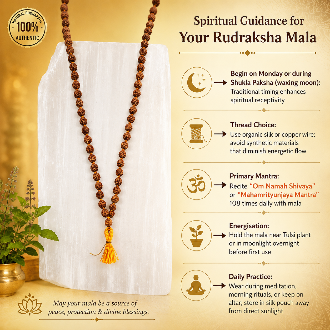 Authentic 5 Mukhi (Five-faced) Rudraksha Mala - (SALE - Buy 1 Get 1)