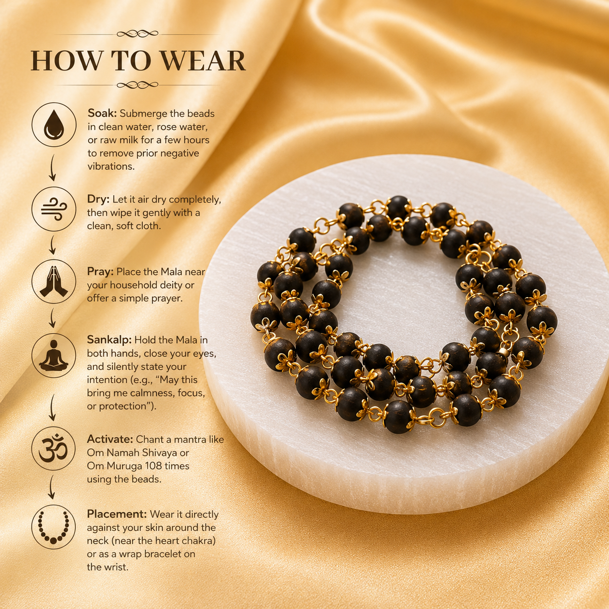 The Original Karungali Mala with 18 K Gold Plating - (SALE - Buy 1 Get 1)