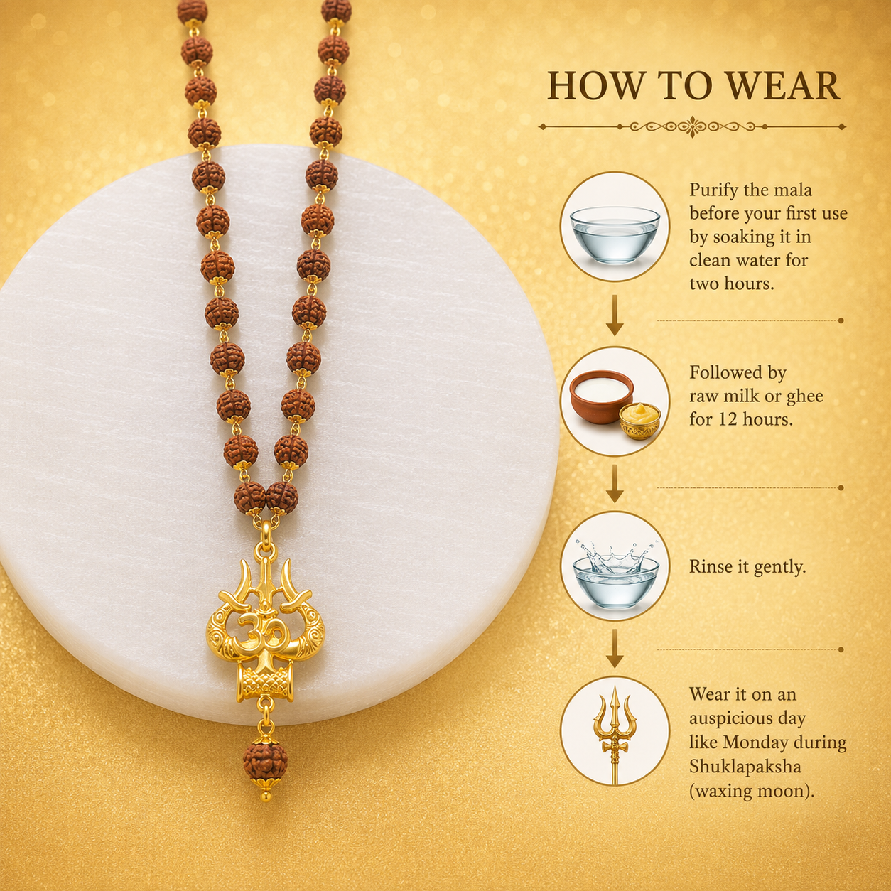 Mahakal Locket with Rudraksha Mala - (SALE - Buy 1 Get 1)