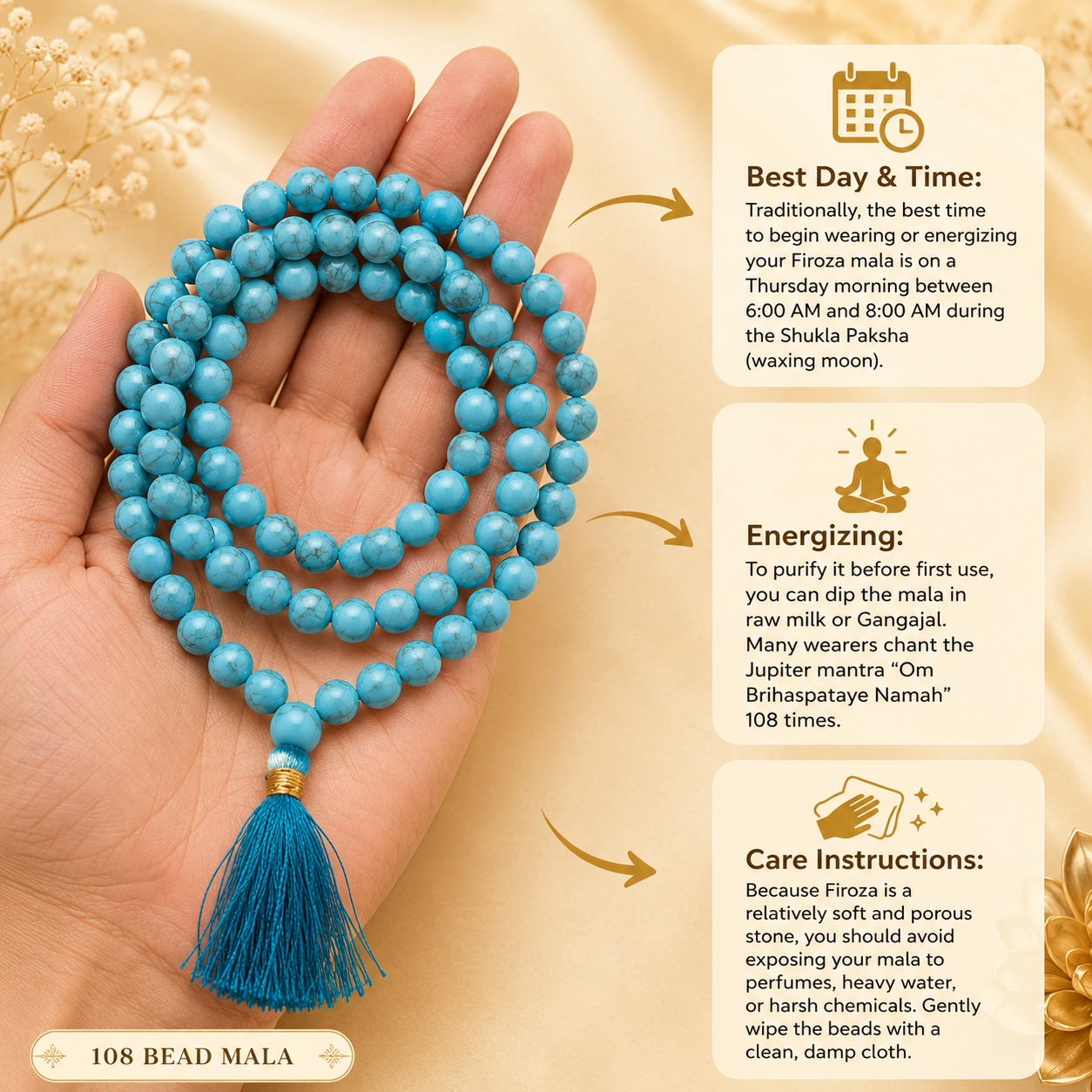 The Irani Firoza String ( Turquoise Stone ) 108 Beads