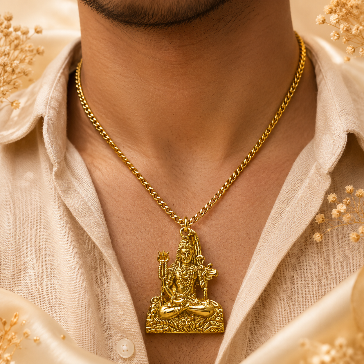 Golden Mahadev Locket with Trishul