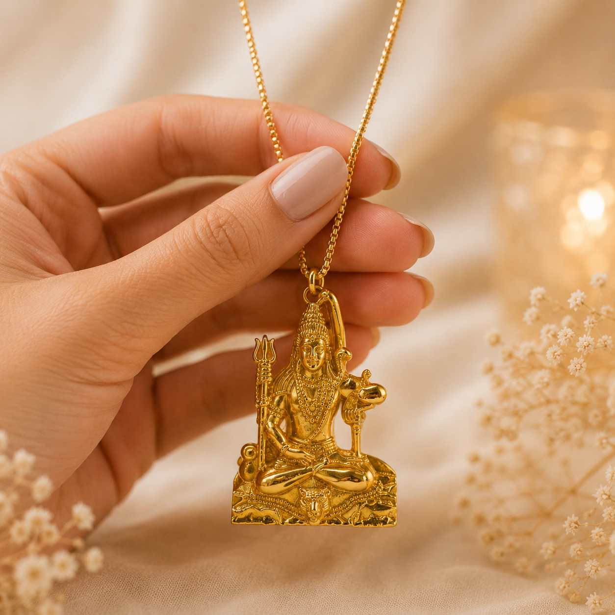 Golden Mahadev Locket with Trishul