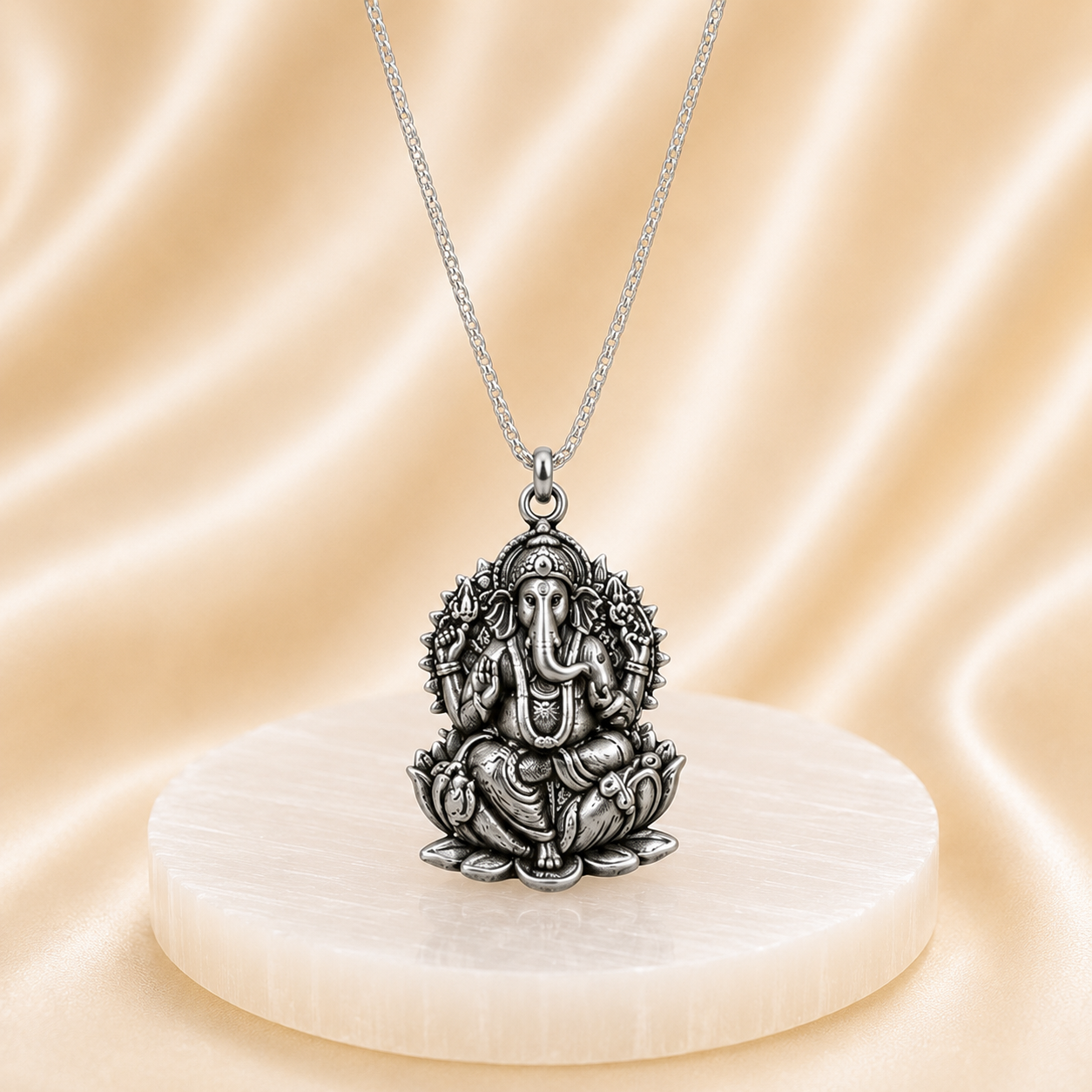 Ganesh Ji Locket with Chain - Free Rudraksha Bracelet