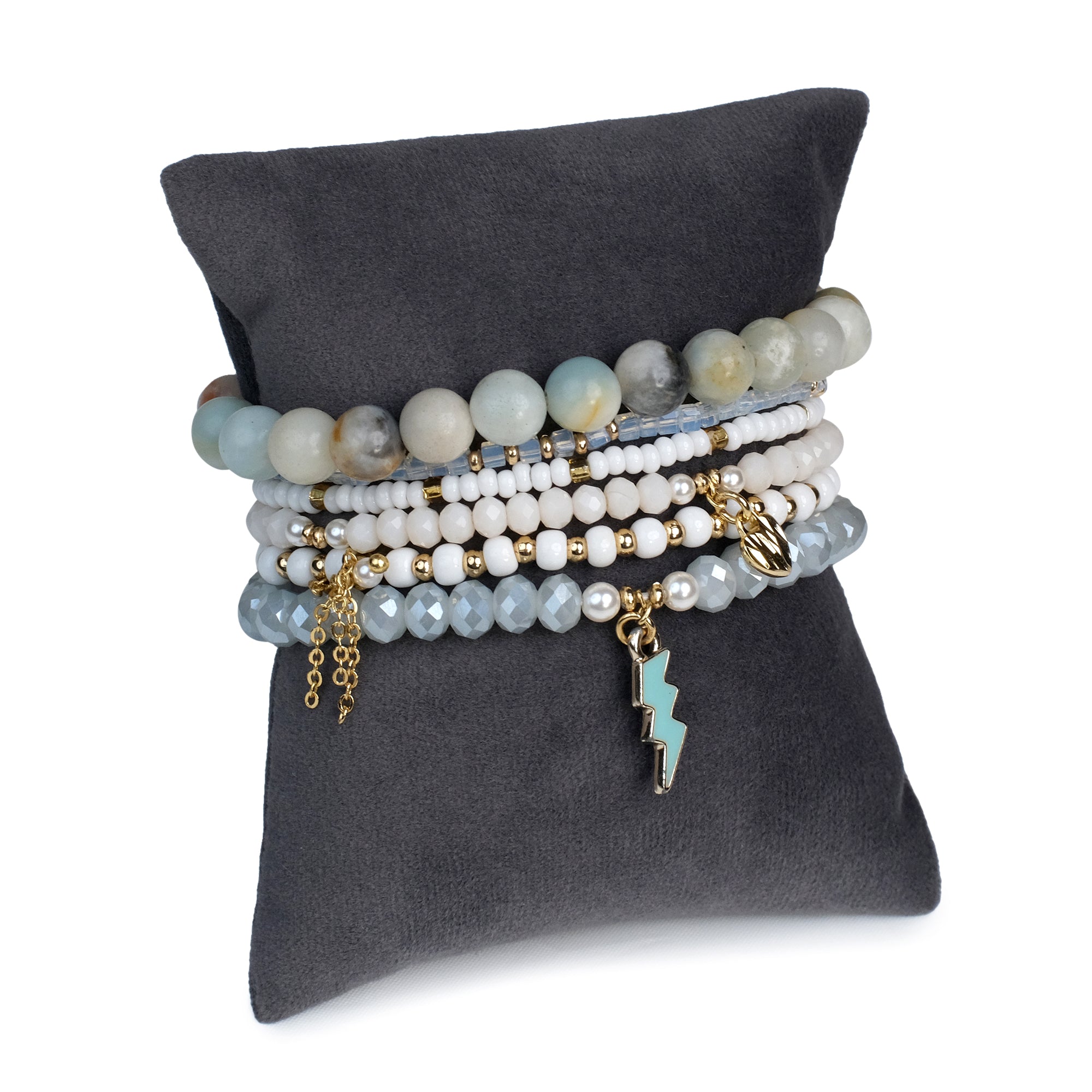 The Calming Energy Stack - Moonstone ( Set of 6 Bracelets )