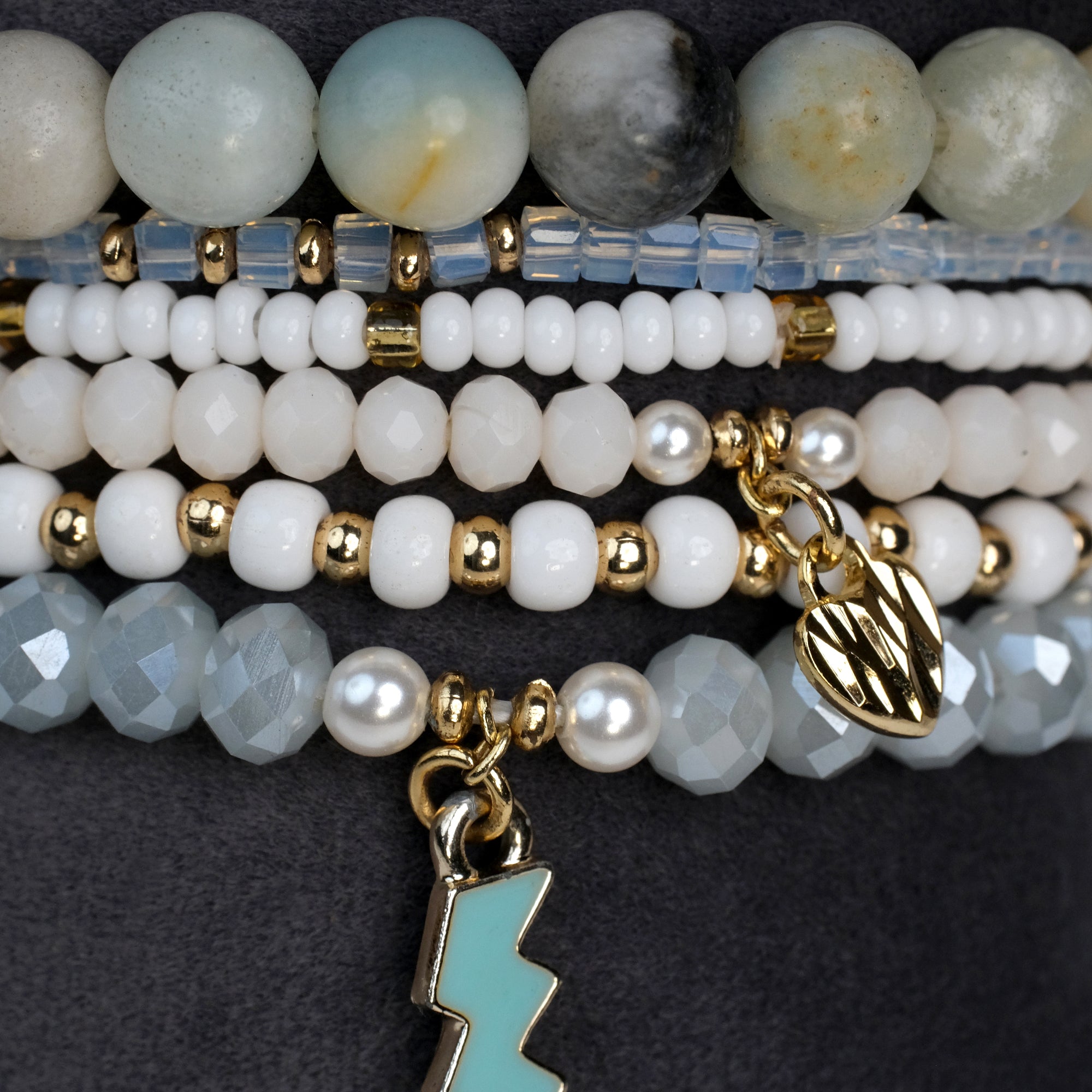 The Calming Energy Stack - Moonstone ( Set of 6 Bracelets )