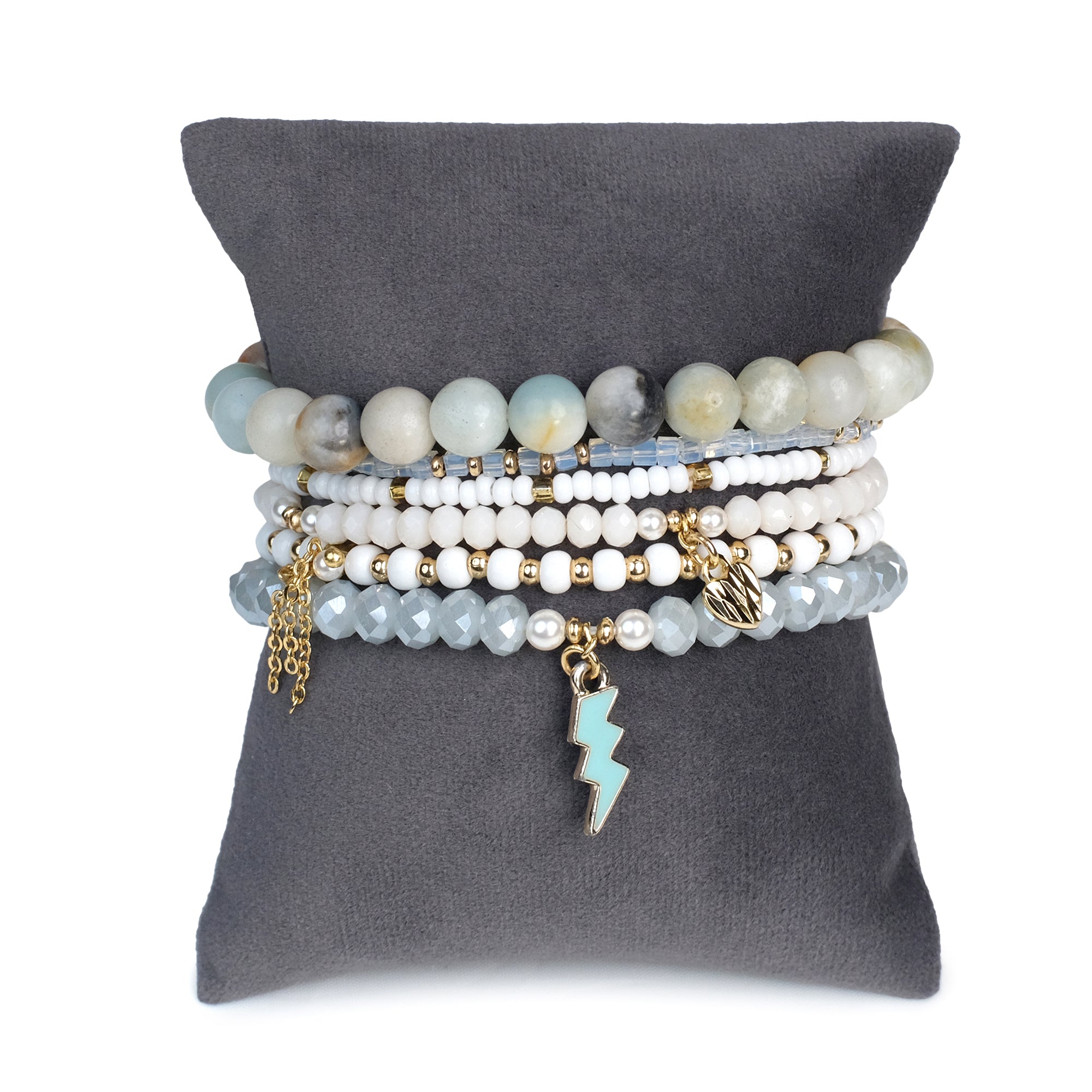 The Calming Energy Stack - Moonstone ( Set of 6 Bracelets )
