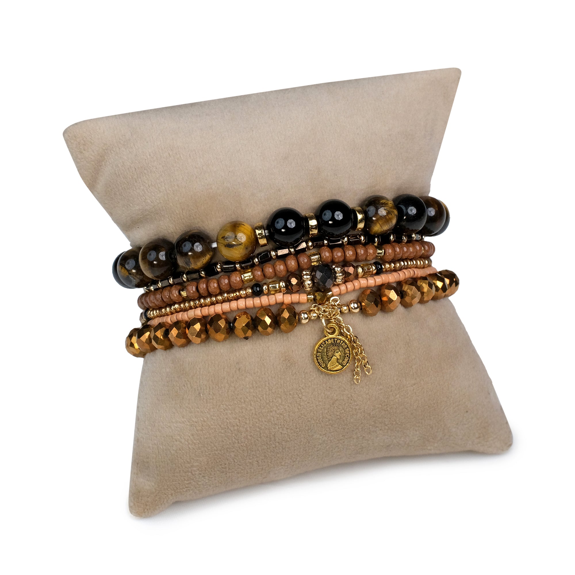The Fearless Energy Stack - Tiger Eye ( Set of 6 Bracelets )