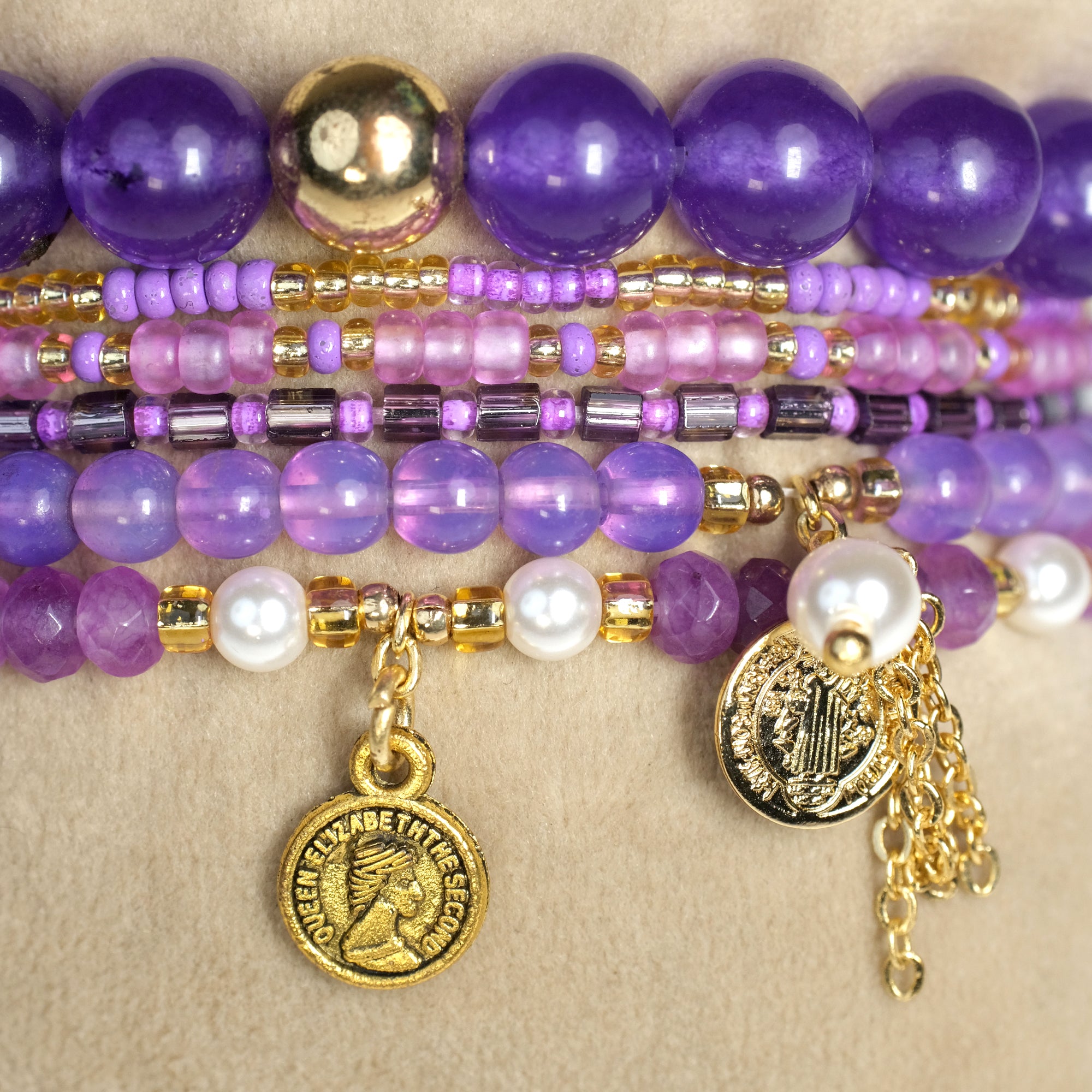 Keep Your Mind Calm Stack - Amethyst ( Set of 6b Bracelets )