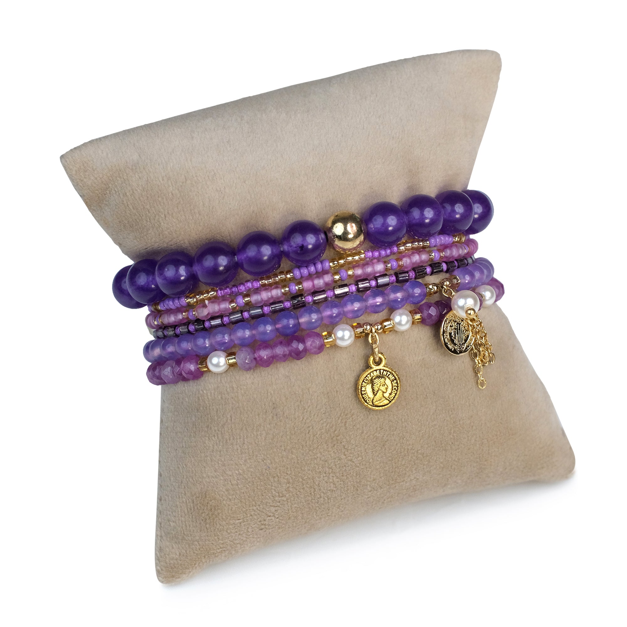 Keep Your Mind Calm Stack - Amethyst ( Set of 6b Bracelets )