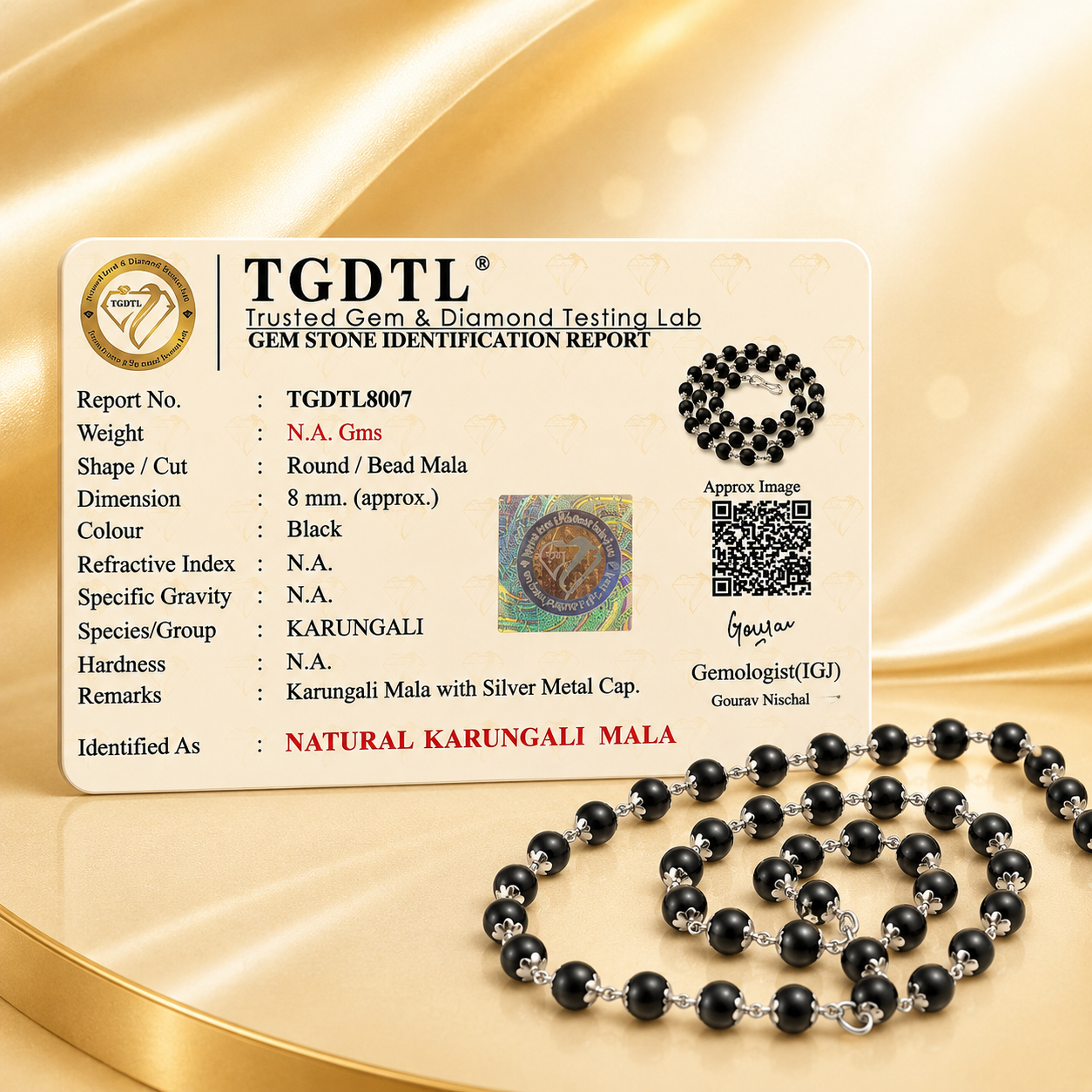 Karungali Mala in Pure Silver