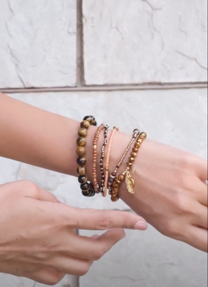 The Fearless Energy Stack - Tiger Eye ( Set of 6 Bracelets )