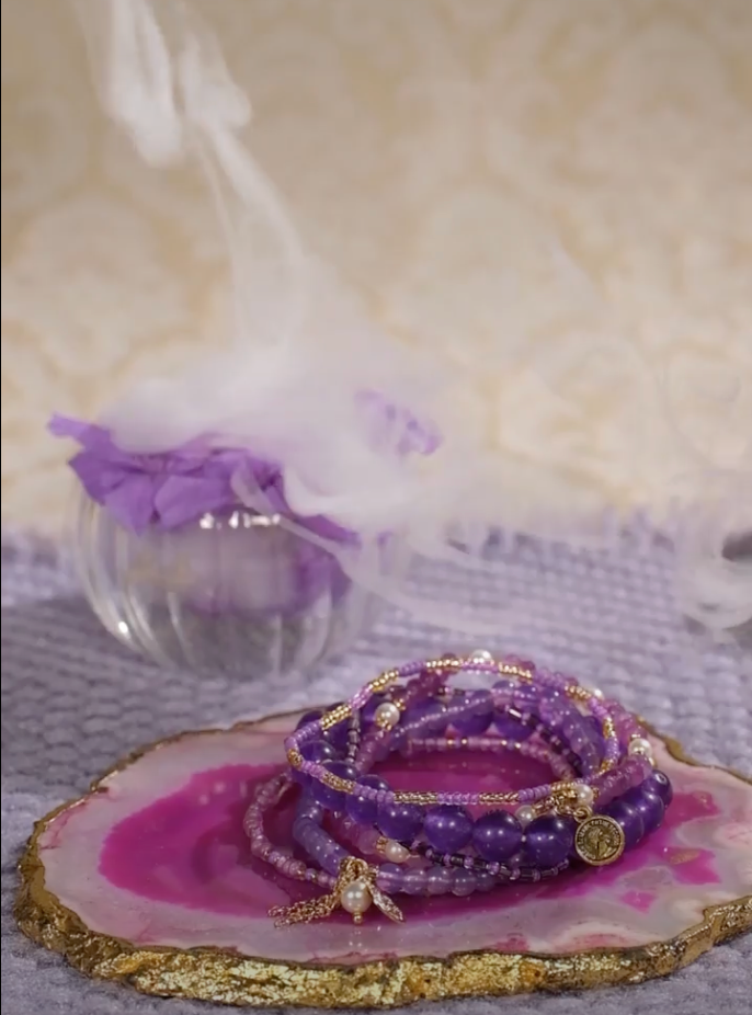 Keep Your Mind Calm Stack - Amethyst ( Set of 6b Bracelets )