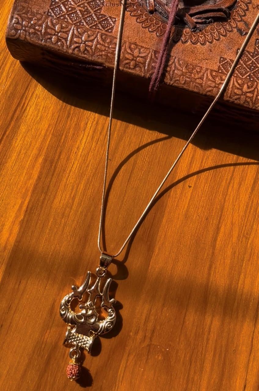 18 Carat Gold Plated Mahakal Locket with Chain - Non Tarnish