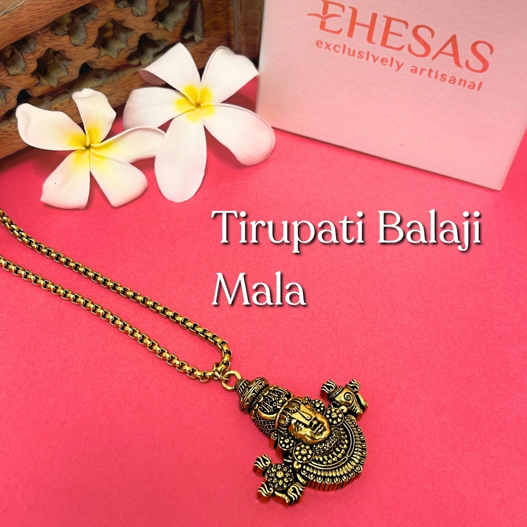 Tirupati Balaji Locket with Chain(Gold Plated) - (BFCM SALE - Buy 1 Get 1)