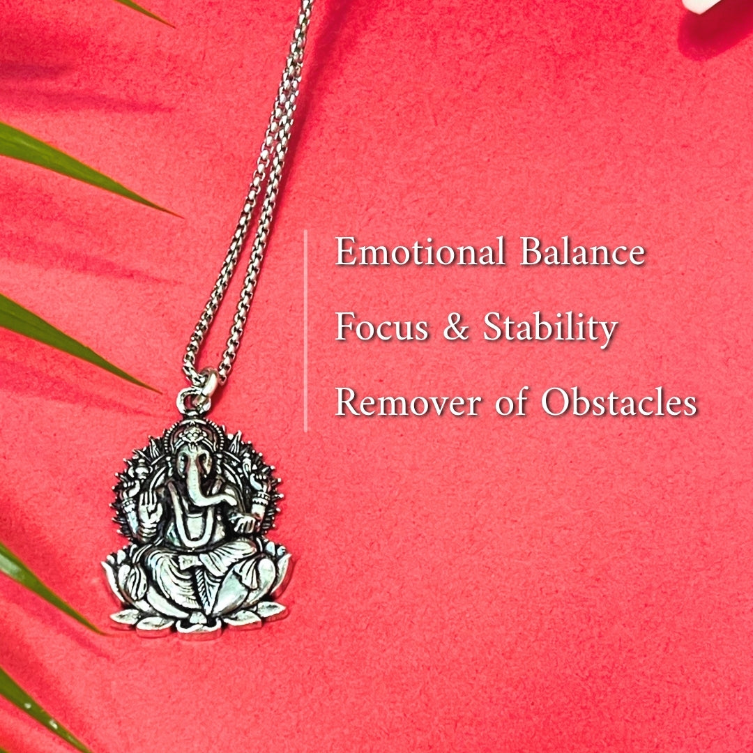 Ganesh Ji Locket with Chain - Free Rudraksha Bracelet