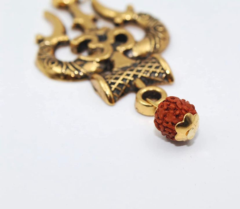 18 Carat Gold Plated Mahakal Locket - Non Tarnish (In Red Thread)