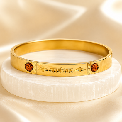The Resilience Kada ( 18 K Gold Plated ) - Rudraksha