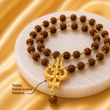 Mahakal Locket with Rudraksha Mala - (SALE - Buy 1 Get 1)