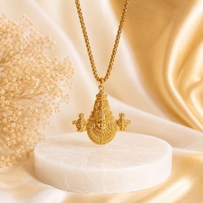 Tirupati Balaji Locket with Chain(Gold Plated) - (SALE - Buy 1 Get 1)