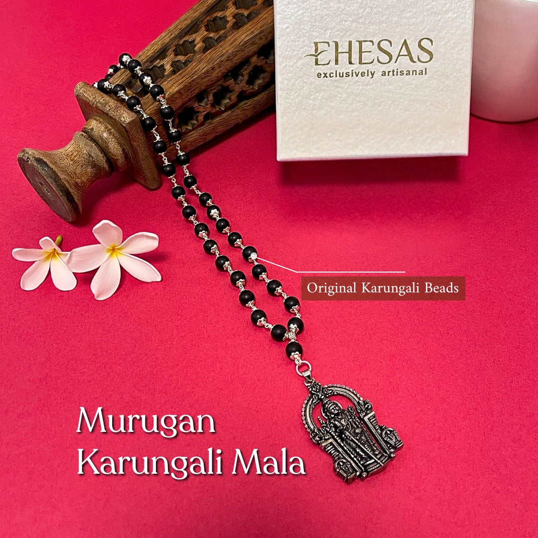 The Murugan Karungali Mala - Free Rudraksha Bracelet