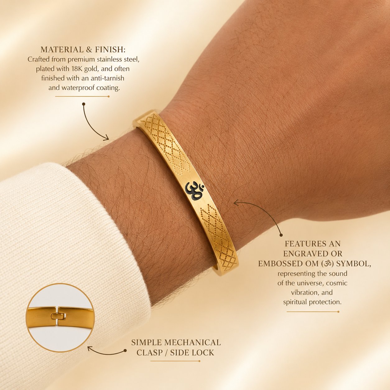 The Resilience Kada ( 18 K Gold Plated ) - Om 1
