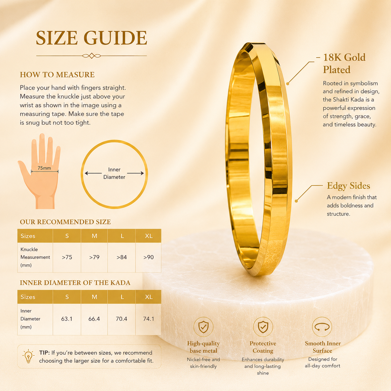 Shakti Kada – 18K Gold Plated (Edged) - (SALE - Buy 1 Get 1)