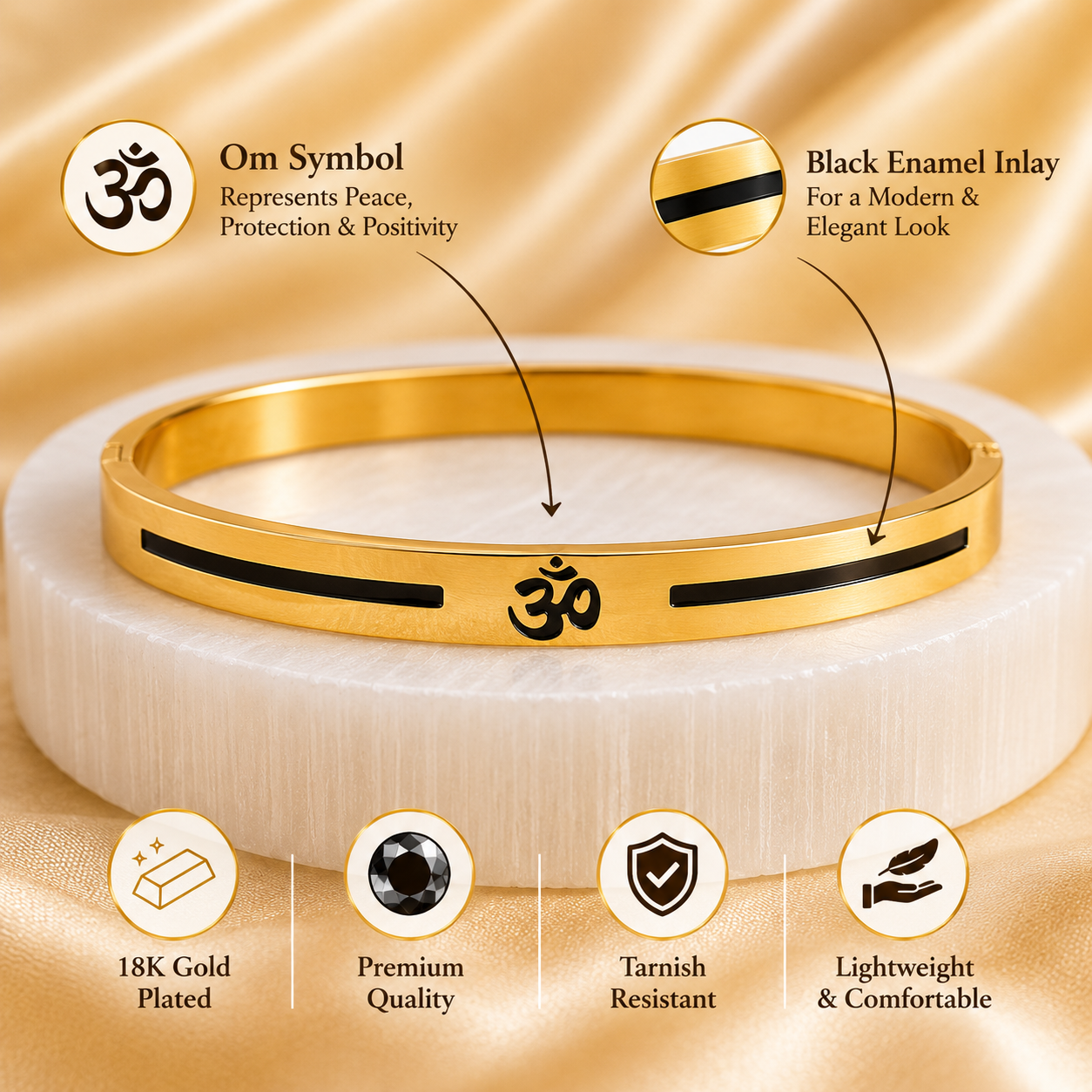 The Resilience Kada ( 18 K Gold Plated ) - Om 2