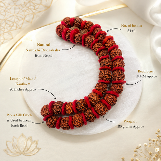 108 beads 5 Mukhi Natural Rudraksh Kantha Mala