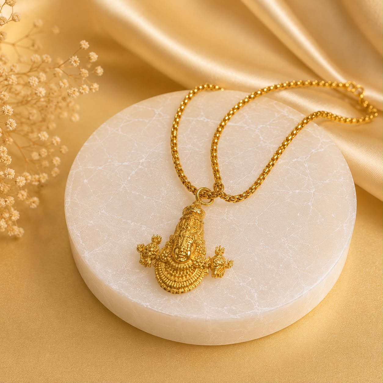 Tirupati Balaji Locket with Chain(Gold Plated) - (SALE - Buy 1 Get 1)