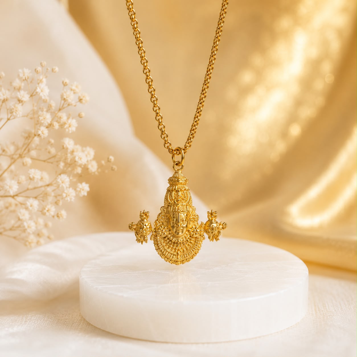 Tirupati Balaji Locket with Chain(Gold Plated) - (SALE - Buy 1 Get 1)