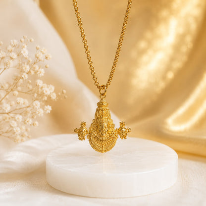 Tirupati Balaji Locket with Chain(Gold Plated) - (SALE - Buy 1 Get 1)