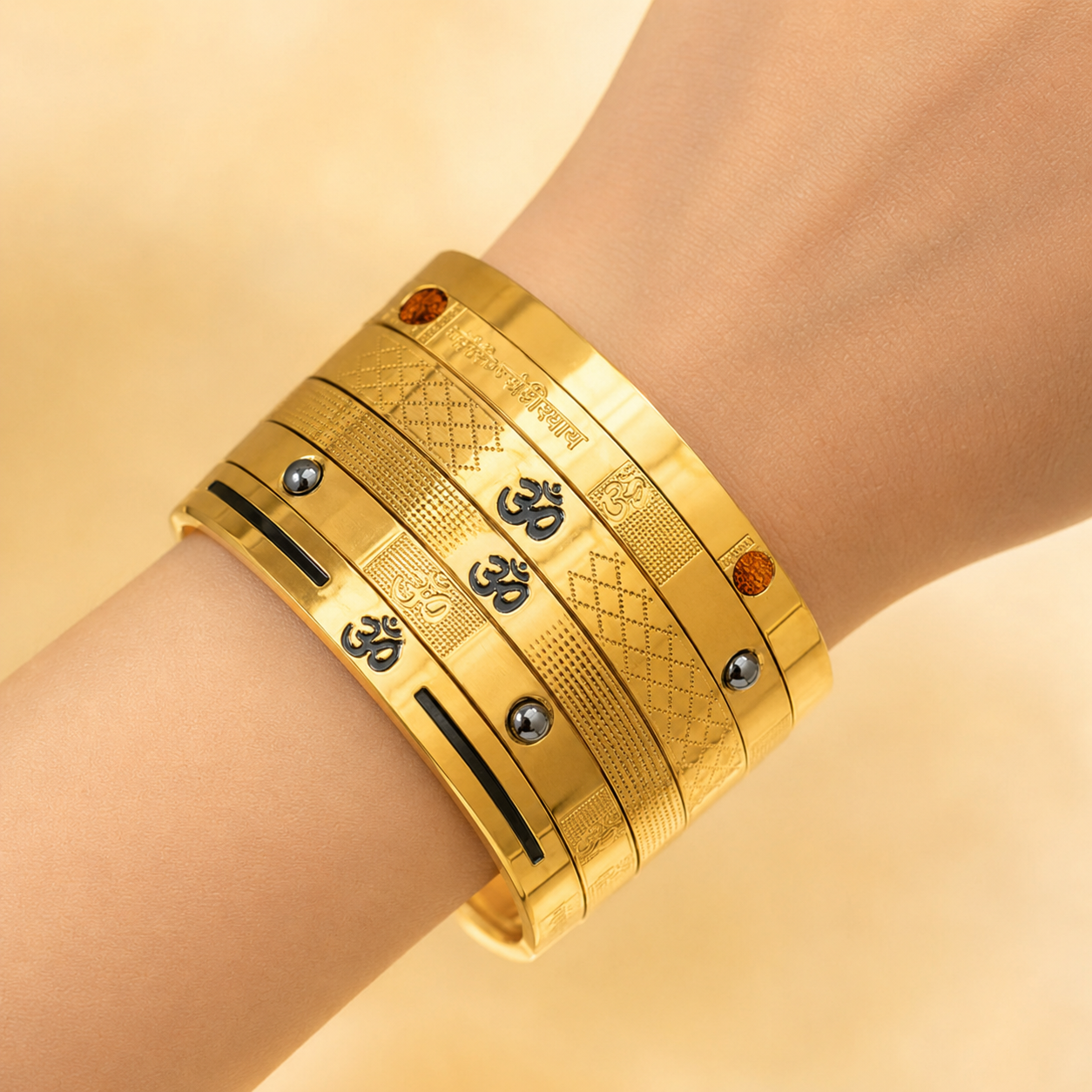 The Resilience Cuff 22k Gold Plated - Om 3