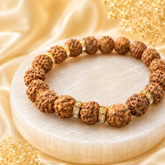 Authentic 5 Mukhi (Five-faced) Rudraksha Bracelet with 5 Mukhi Nepal Bead