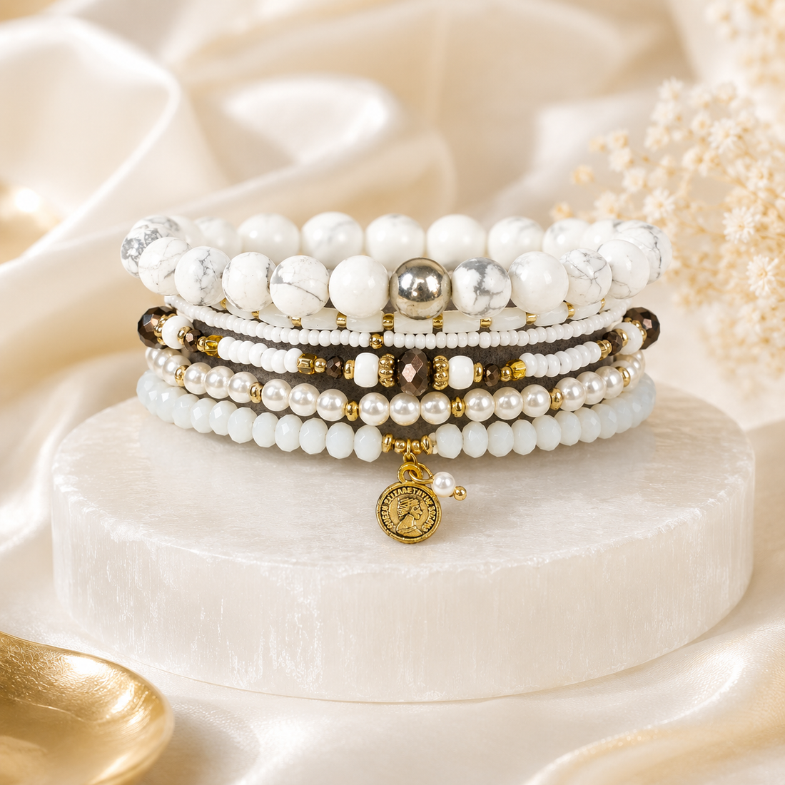 Find your Zen - Howlite Stack ( Set of 6 Bracelets )