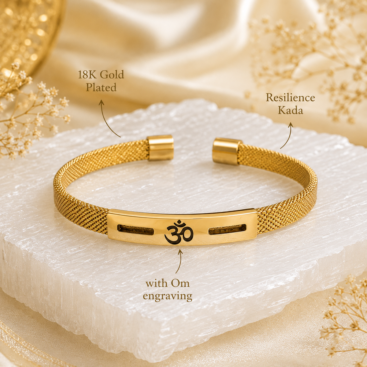 The Resilience Cuff 22k Gold Plated - Om 2