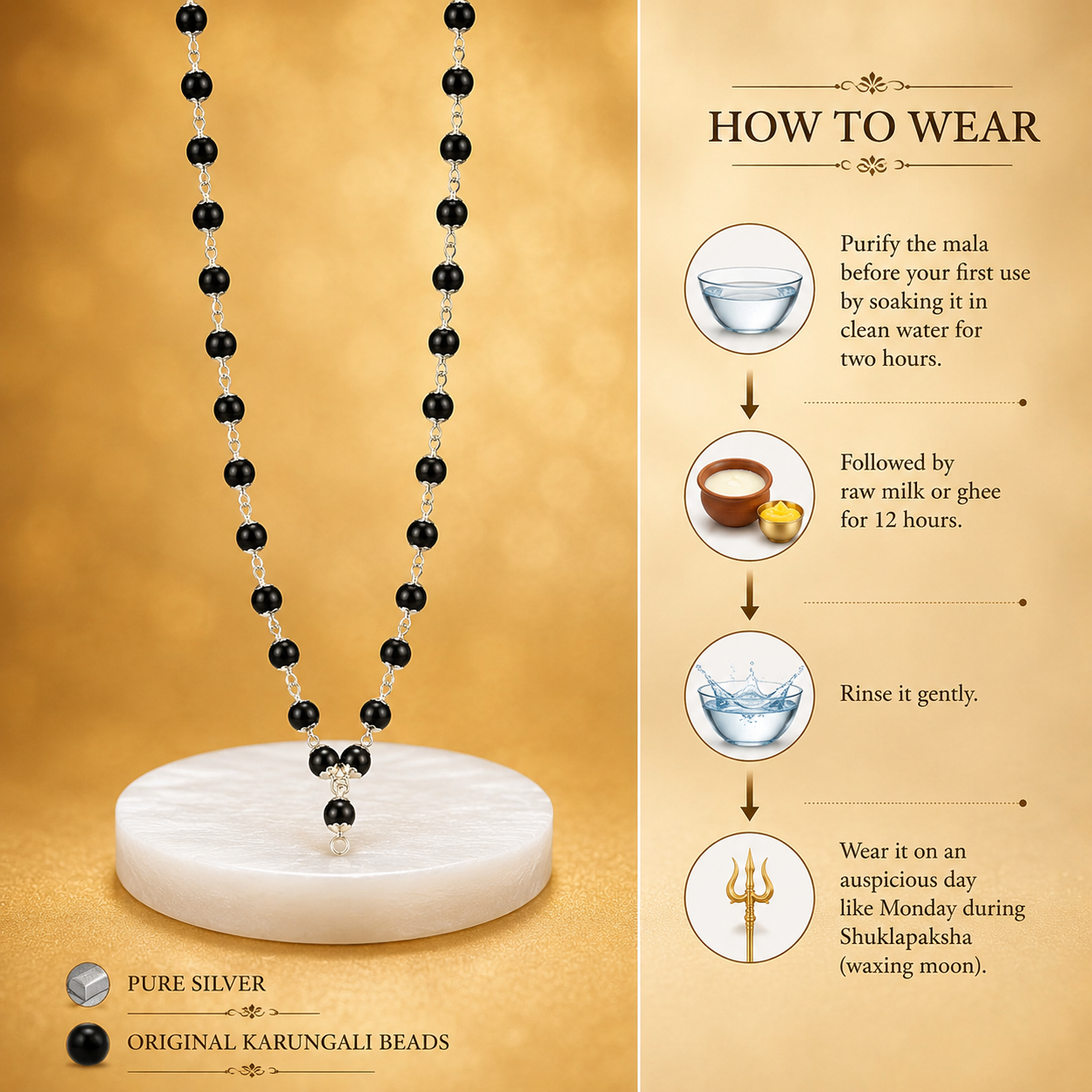 Karungali Mala in Pure Silver