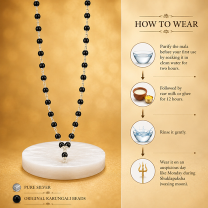 Karungali Mala in Pure Silver