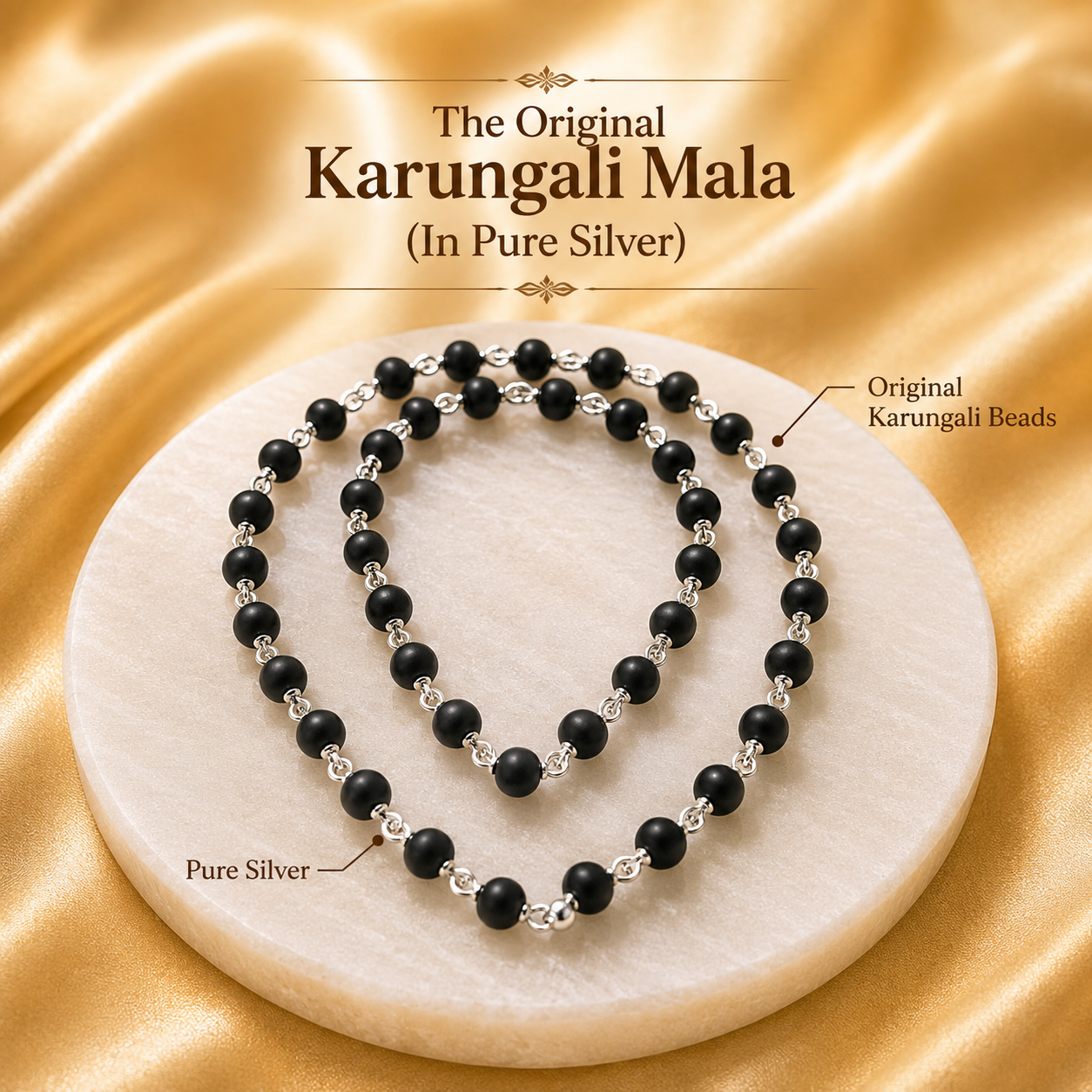 Karungali Mala in Pure Silver