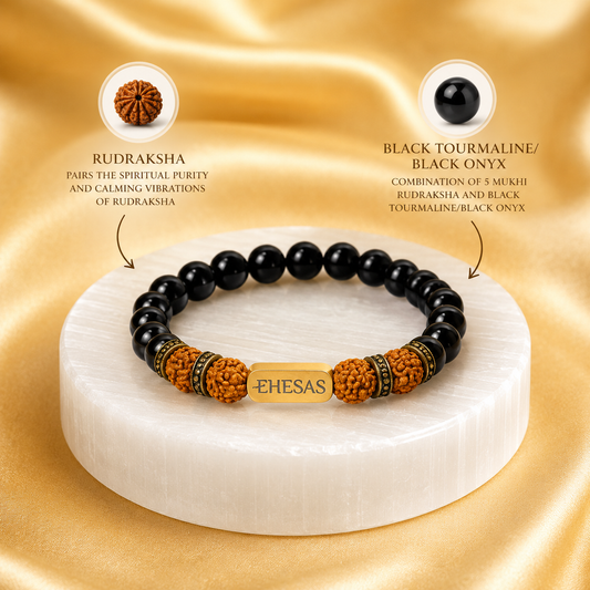 Rudraksha + Black Tourmaline/Onyx