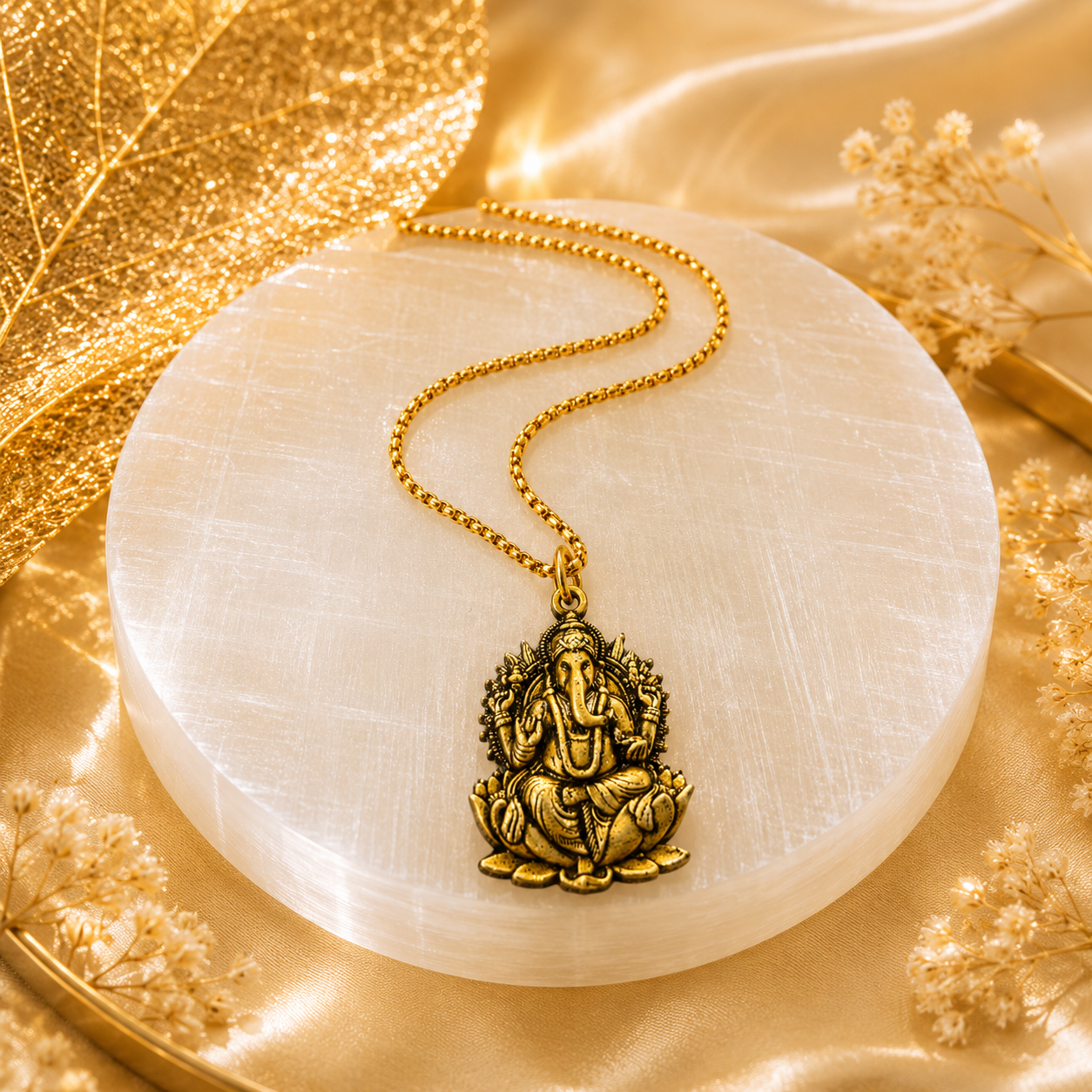 Ganesh Ji Locket with Chain (24K Gold Plated) - (Buy 1 Get 1)