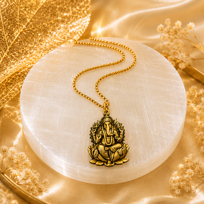 Ganesh Ji Locket with Chain (24K Gold Plated) - (Buy 1 Get 1)