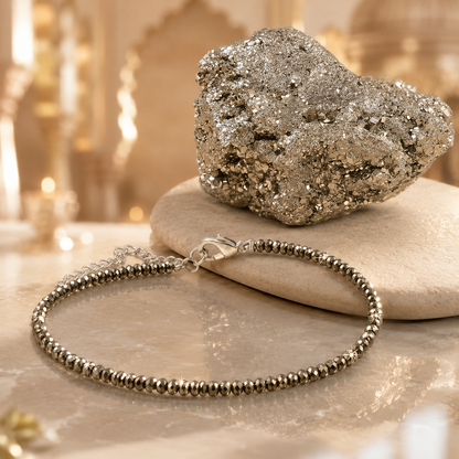 Raw Pyrite Anklet &amp; Raw Pyrite Stone Combo