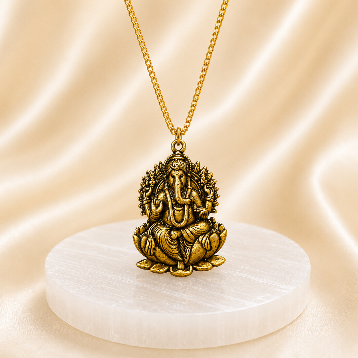 Ganesh Ji Locket with Chain (24K Gold Plated) - (Buy 1 Get 1)