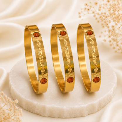 The Resilience Kada ( 18 K Gold Plated ) - Rudraksha