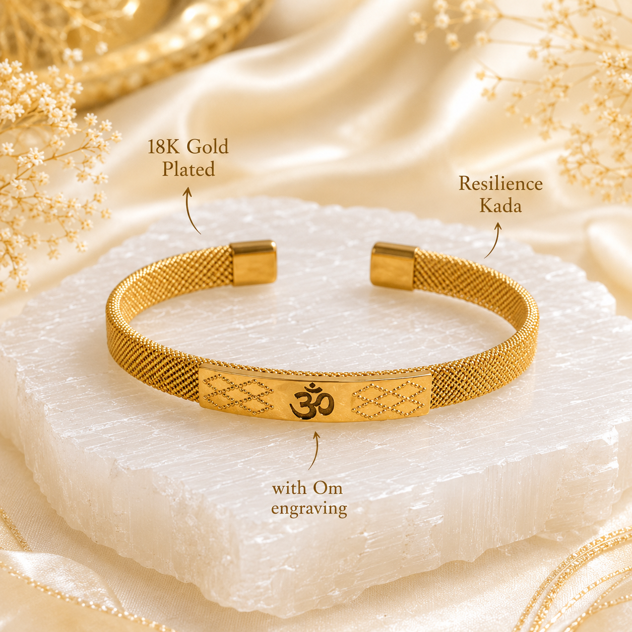 The Resilience Cuff 22k Gold Plated - Om 1
