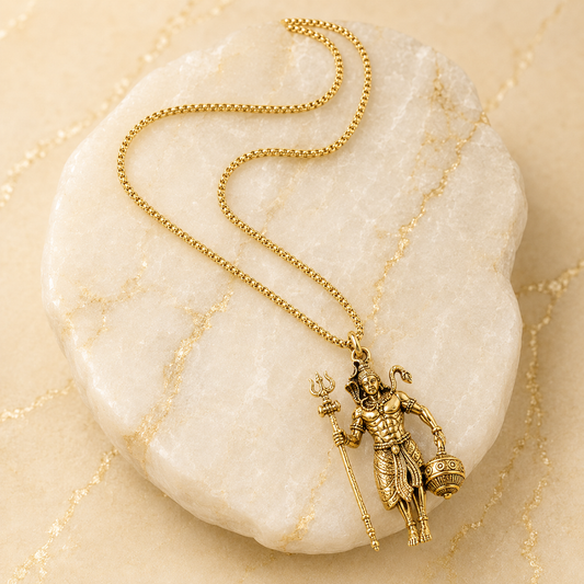 Rudra Hanuman Locket with Chain(Gold Plated)
