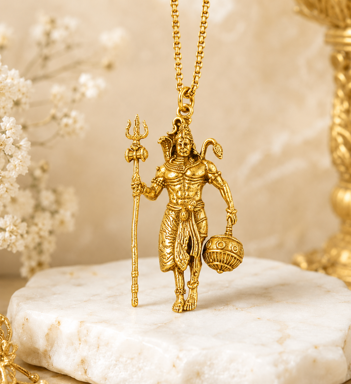Rudra Hanuman Locket with Chain(Gold Plated) - (SALE - Buy 1 Get 1)