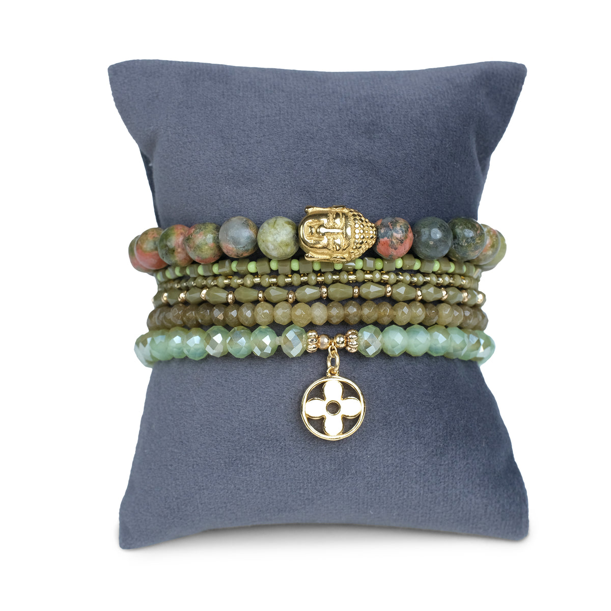 Unakite ( Set of 6 Bracelets )